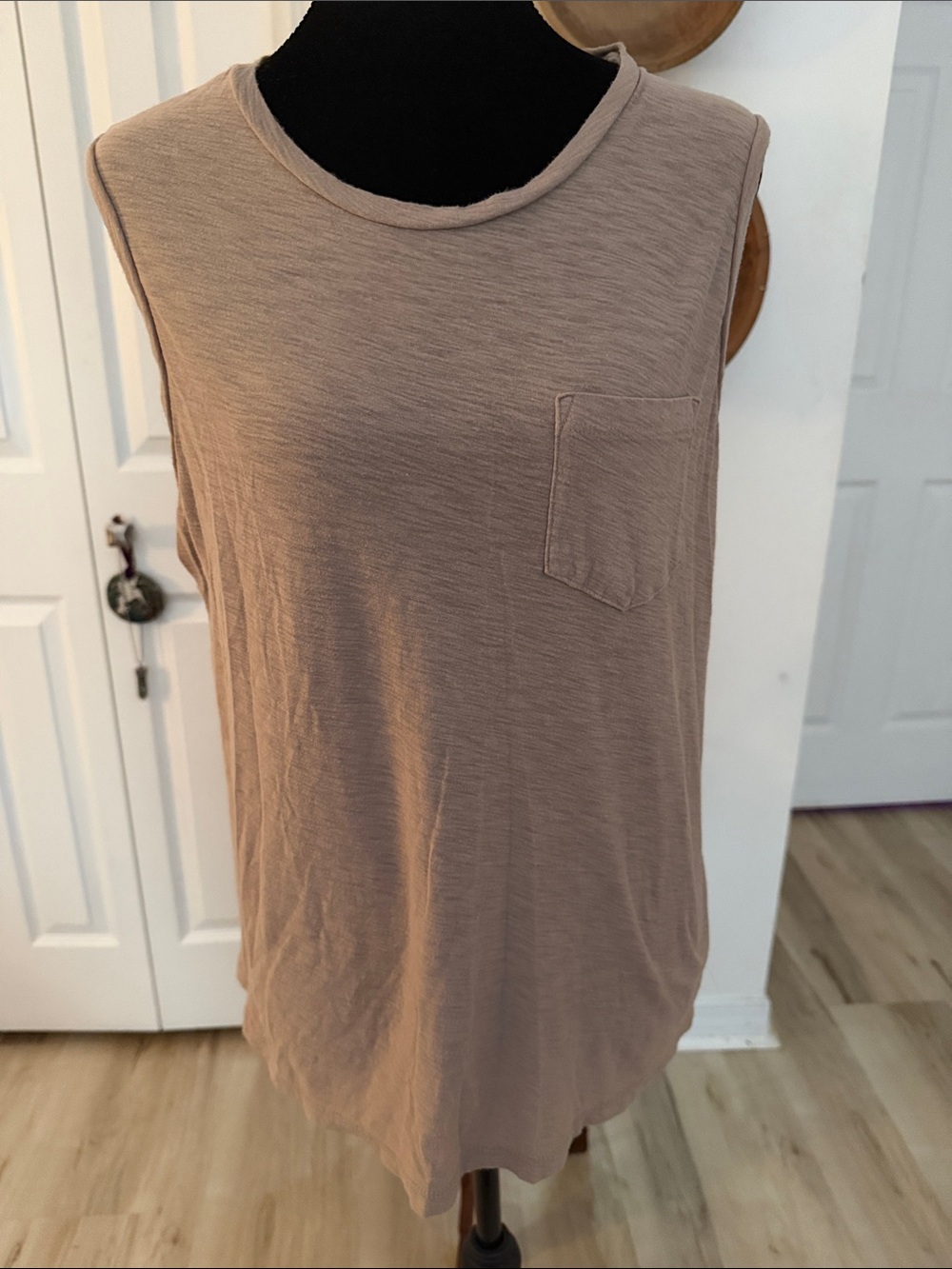 James Perse Taupe Pocket Sleeveless Tank